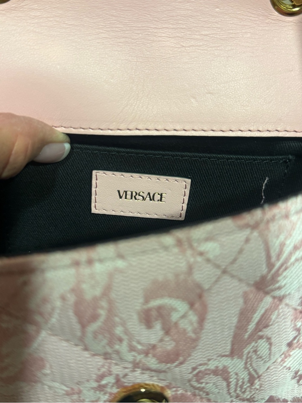 Versace Quilted Blush Pink Shoulder Bag with Gold Medusa Coin - Picture 9 of 11